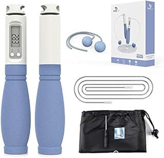 Jump Rope with Calorie Counter - 9.9ft Digital Weighted Skipping Ropes for Women Men Adult Adjustable Cordless Counting Jumping Rope for Fitness Exercise Workout (blue)