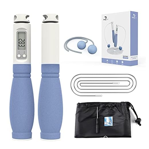 Jump Rope with Calorie Counter - 9.9ft Digital Weighted Skipping Ropes for Women Men Adult Adjustable Cordless Counting Jumping Rope for Fitness Exercise Workout (blue)