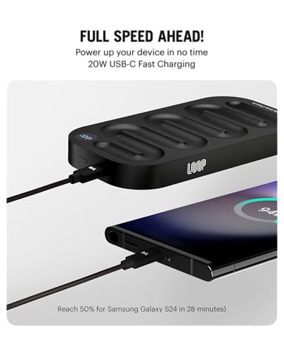 Image of DailyObjects Loop 10000 mAh Universal Aluminium Power Bank - Black Multi-Layer chipset for Safety | Compatible with iPhone 16, 15,14,13,12 Series, Samsung, One Plus Smartphones