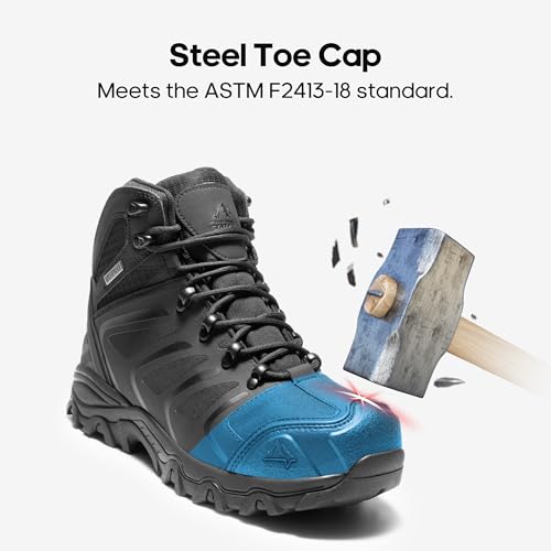 Image of NORTIV 8 Waterproof Work Boots for Men Steel Toe Safety Construction Boots ARMADILLO-STL
