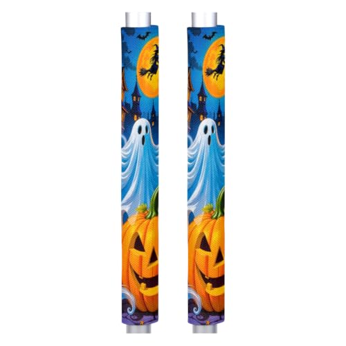 Image of Halloween Refrigerator Door Handle Covers Set of 2 Fridge Door Handle Decor | Spooky Moon Washable Dishwasher Mocrowave Oven Protector Handle Cover Keep Your Kitchen Appliance Clean