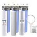 AFWFilters 20-inch 3 Stage High Flow Whole House Water Filter for Fluoride, Arsenic, Chlorine, Chemicals, and Odor Removal; City water whole house filtration