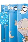 TinoLupy® [2 Stück] Blickdichter Vorhang Kinderzimmer 250x130cm (HxB), Gardinen für Jungen in Blau mit Tiermotiven, Ösen und Leichter Verdunklung