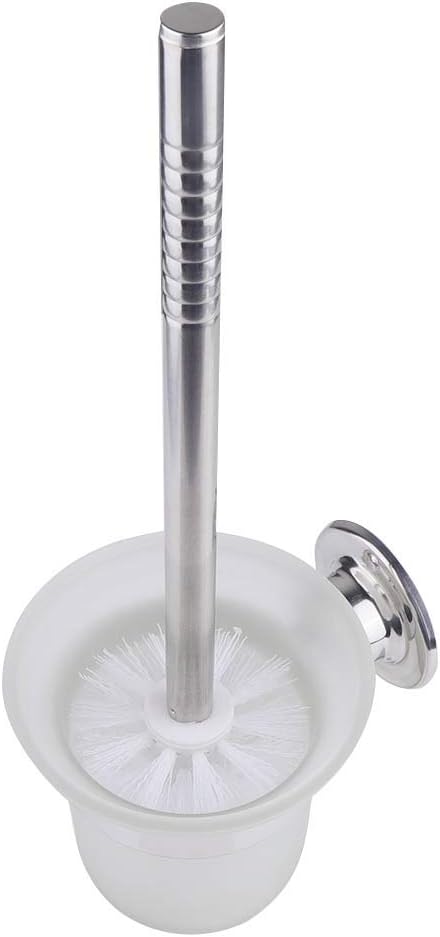 Gavigain Wall-Mounted Toilet Scrubber Brush and Holder Stainless Steel Toilet Bowl Brush Plunger Set with Holder & Glass Bottom for Dead Corner Clean
