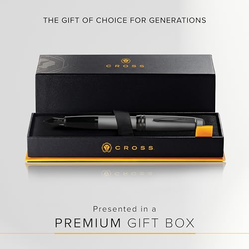 Image of Cross Bailey Matte Gray Refillable Fountain Pen - Medium Point, Black Ink, Smooth Writing, Presented in a Premium Gift Box