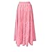 Womens Summer Eyelet Skirts Lace Embroidered Boho Skirt Hollow Out Smocked Waist Maxi Skirt with Pockets Pink M