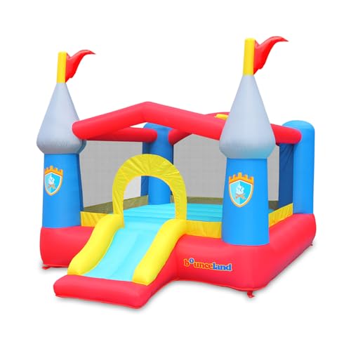 Bounceland Bounce House Castle with Basketball Hoop Inflatable Bouncer, Fun Slide, Safe Entrance Opening, UL Certified Strong Blower Included, 12 ft x 9 ft x 7 ft H