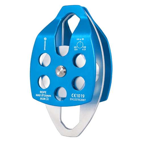 Image of NewDoar 30 KN CE Certified Large Rescue Pulley Single /Double Sheave with Swing Plate