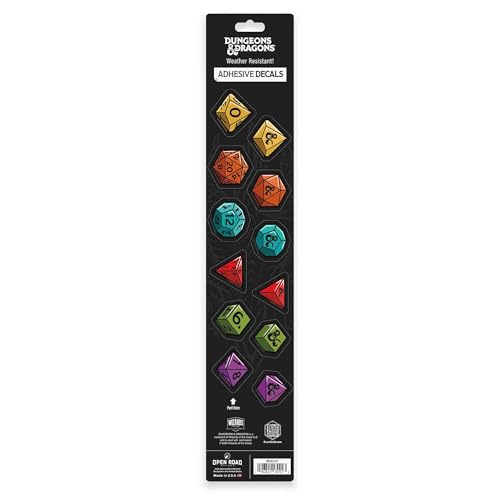 Hasbro Dungeons and Dragons Dice �S���r�j�[���f�J�[�� - ���b�v�g�b�v�܂��̓E�H�[�^�[�{�g���p�̊y����D&D�X�e�b�J�[�A1�p�b�N(12��)