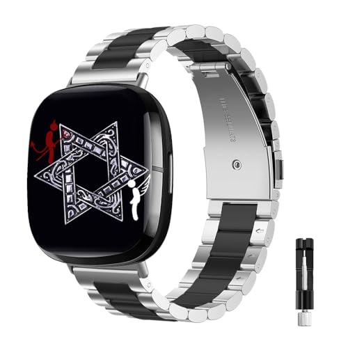 Jtffjsy Compatível com correias de metal Fitbit Versa 4/Sense 2, Versa 3/Sense, para homens e mulheres, acessórios de pulseira ajustáveis de substituição, grandes e pequenos, Algodão, Sem Pedra