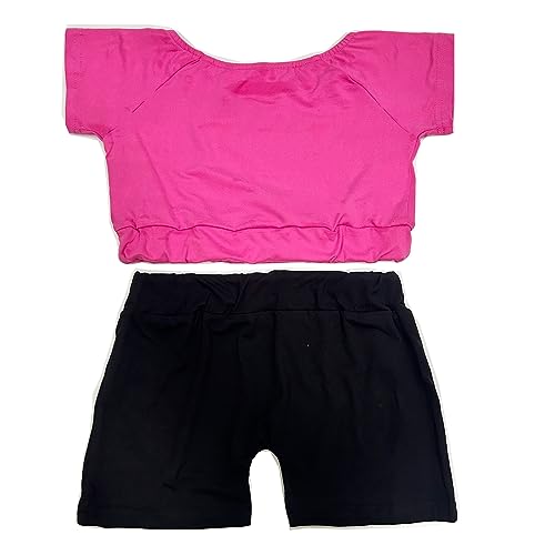 Image of TACKTIMES 2Pcs Girls Sleeveless Crop Top with Shorts Outfit Set for Athletic Leotard Dancing Swimming Gymnastics Dancewear