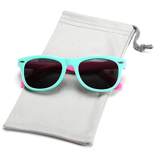 Pro Acme Tpee Rubber Flexible Kids Polarized Sunglasses For Baby And Children Age 3-10 (Mint Green Pink/48) #TOP2
