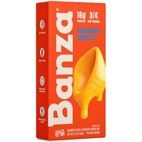 Banza Shells & Classic Cheddar Mac and Cheese - High Protein, Gluten Free, and Lower Carb Protein Mac and Cheese - 5.5oz Cover
