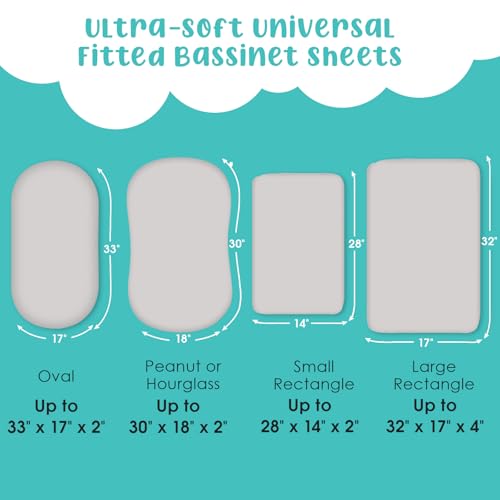 Image of Stretch Fitted Bassinet Sheet Set BROLEX 2 Pack Cradle Sheets for Bassinet Pad /Mattress,Unisex Boys Girls,Ultra Soft,Bunny Nuts