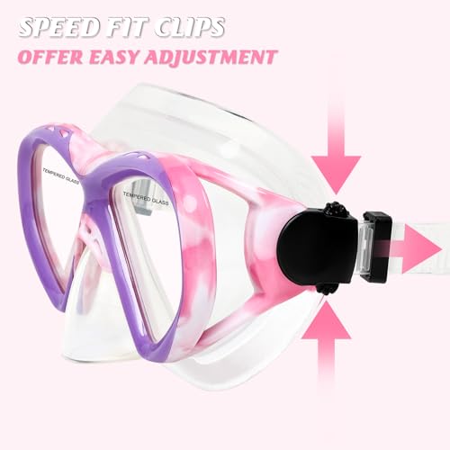 Image of Kids Swim Goggles Snorkel Diving Mask for Boys Girls Ages 5-15, Anti-Fog Swimming Goggles with Nose Cover