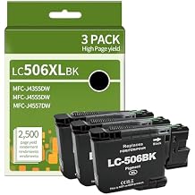 3 Pack LC506 Black Ink Cartridges Replacment for Brother LC506 LC506XL LC506XXL Series Inks Compatible with Brother INKvestment 4355, 4555, 4557 Printer