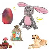 Litle Bean 3 Pack Hund Quietsche Spielzeug Plüsch Kaninchen & Gummi Ei & Plüsch Karotte Quietsche Hundespielzeug mit Einer Tasche für kleine mittlere Hunde Interaktive Hundespielzeug Set