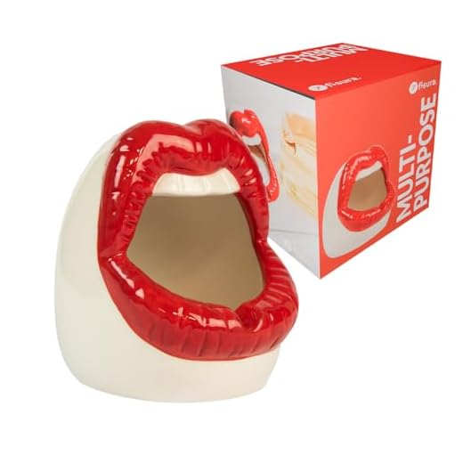 FISURA - Aschenbecher lustig. Original tragbarer Aschenbecher. Aschenbecher Keramikfür draußen oder drinnen. (Mund, rot)