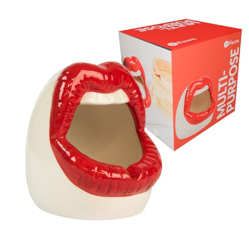 Fisura - Cendrier original en forme de lèvres rouges, drôle à offrir en cadeau. Fabriqué en céramique. Mesures : 9,5 x 11,5 x 12.