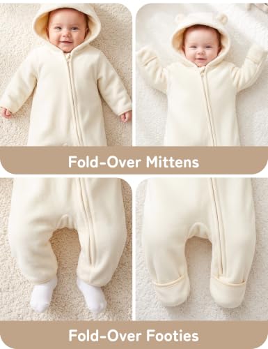 Babymine Newborn Gender Neutral Baby Clothes 0-3 Months Onesie Beige White - image 3