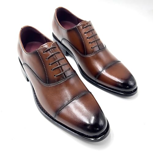 Mens Invisible Height Increasing 2.36'' Lace-Up Derby Cap Toe Leather Oxford Formal Business Casual Comfortable Dress Shoes for Men3