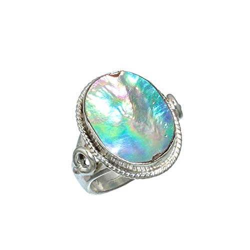 Bague coquillage ormeau argent 925 pierre précieuse fait main SF-1977