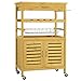 VIAGDO Servierwagen Holz Bambus Küchenwagen auf Rollen, Rollwagen Küchentrolley Küchenrollwagen Beistellwagen, inklusive Schränkchen, Schublade, Flaschenablage, Obstschütte, HBT:56x88x37 cm