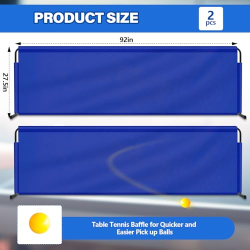 VercanMonth 2 Pcs 92" x 27.5" Table Tennis Baffle Barrier Table Tennis Field Fence 420d Oxford Cloth Court Surround Barrier Block for Quicker and Easier Pick Up(Blue) by VercanMonth - Image 3