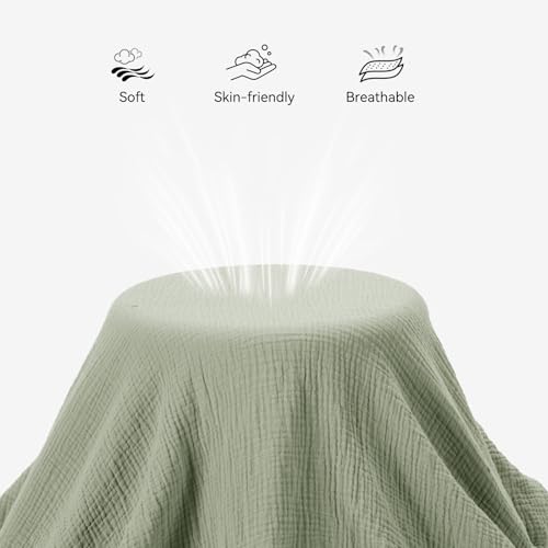 Image of TILLYOU Muslin Mini Crib Sheets 2 Pack, Pack and Play Mattress Sheets Fitted for Pack N Play, 38 x 26 Sheet for Toddler, Grey and Saga