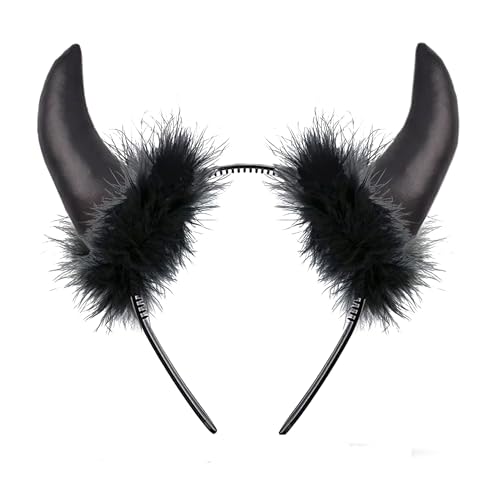 Hatstar Devil Horns Headband Black Devil Ears Accessory for Men and Women Decoration for Halloween, Carnival and Maleficent Costume Party