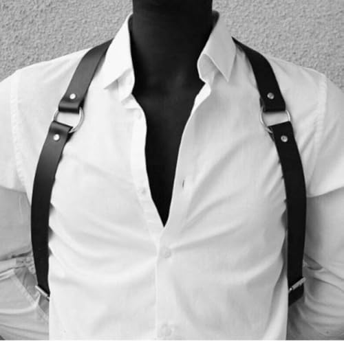 Fstrend Leather Men Harness Chest Belt Fashion Black Rave Body Accessory2