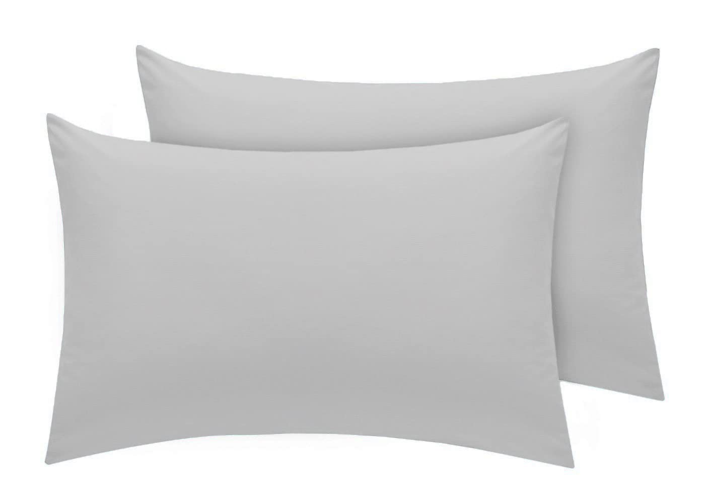 Amigozone Silver New 2 X Pillow Cases Housewife Plain Cover Polycotton Bedroom Luxury Pair Pack (Silver)