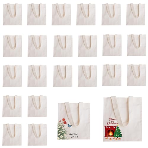 NOFKYNOXA 24 Pcs Small Kids Canvas Tote Bags - 8x8.7