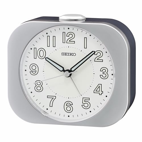 Seiko Kyoda II Non Ticking Bedroom Alarm Clock, 4 Inch, Silver