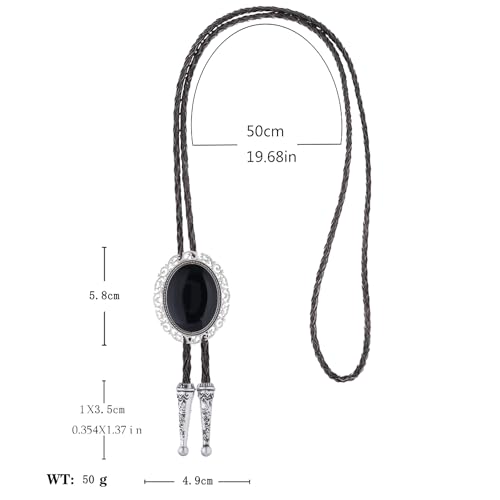 Image of Jeilwiy Bolo Tie for Men Real Stone Westwern Cowboy Ties Silver Bolos Women Leather Necktie Gift for Birthday Christmas