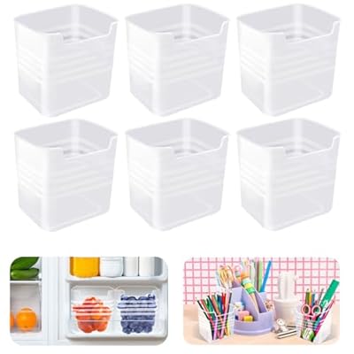 Szsrcywd 6 Pcs Refrigerator Organizer Bins,20oz Clear Plastic Fridge Side Door Storage Box,Stackable Food Fruit,Vegetable,Cereals Containers Set for Pantry Picnic Office Kitchen Organization