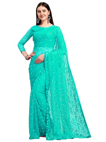 Image of LOROFY Women's Brasso Net Saree With Blouse
