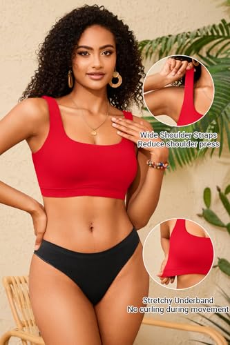 Image of Women Sport Bra Swimsuit Top - Swim Bra Bikini Top Only Scoop Neck Bathing Top 2025 Swimwear