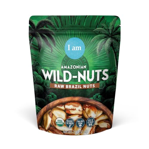 Organic Brazil Wild Nuts | Raw Brazil Nuts | 100% Wild Grown, Sustainably Collected | Prevents Deforestation | Rich in Selenium | Non-GMO, Natural Snack | 2 LB