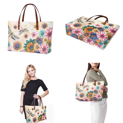 Image of 2PCS Tote Bag for Women Top Handle Purse with Wallet, Hobo Bag Tote Shoulder Bag with PU Cosmetic Bag