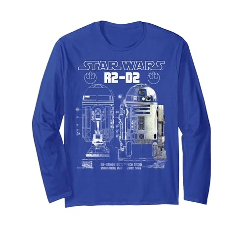 Star Wars R2-D2 Astromech Droid Schematic Long Sleeve T-Shirt, Adult Unisex, Royal Blue, Medium