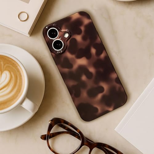 Anuck for iPhone 16 Plus Case Tortoise Shell Phone Case, Cute Chic Amber Leopard Cheetah Print Aesthetic Design Full Camera Protection, Soft TPU Slim Shockproof Cover 6.7" for Women Girls Men-Brown by Anuck - Image 4