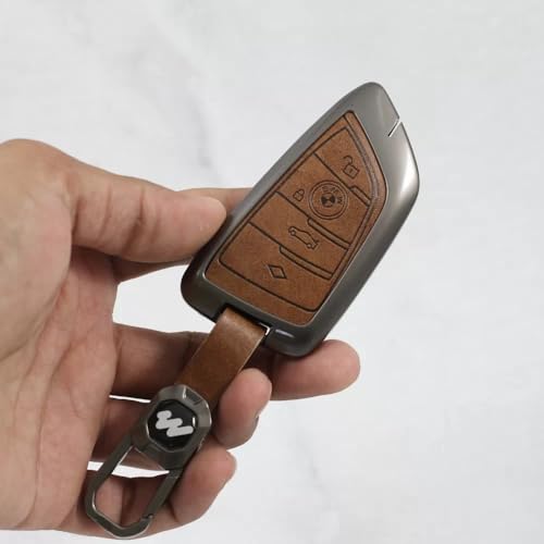 Image of Metal Alloy Leather Key case for BMW 4 Button Smart Key (TAN)