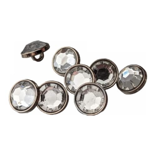 Image of Pack of 12 Crystal Kurta Buttons Diameter 20 L,Sewing Shank Buttons Craft Crystal Clear Acrylic Rhinestone Silver Back