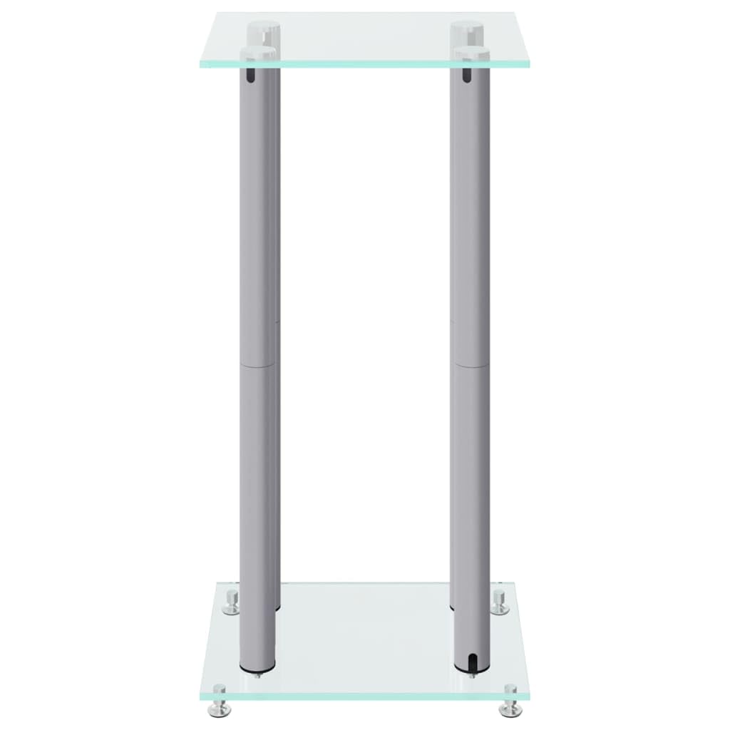 Pedane Casse 2pz Argento Vetro Temperato Design a 4 Pilastri,Dispositivi elettronici,o,Accessori o,Accessori per Altoparlante,Supporti per altoparlanti-51819