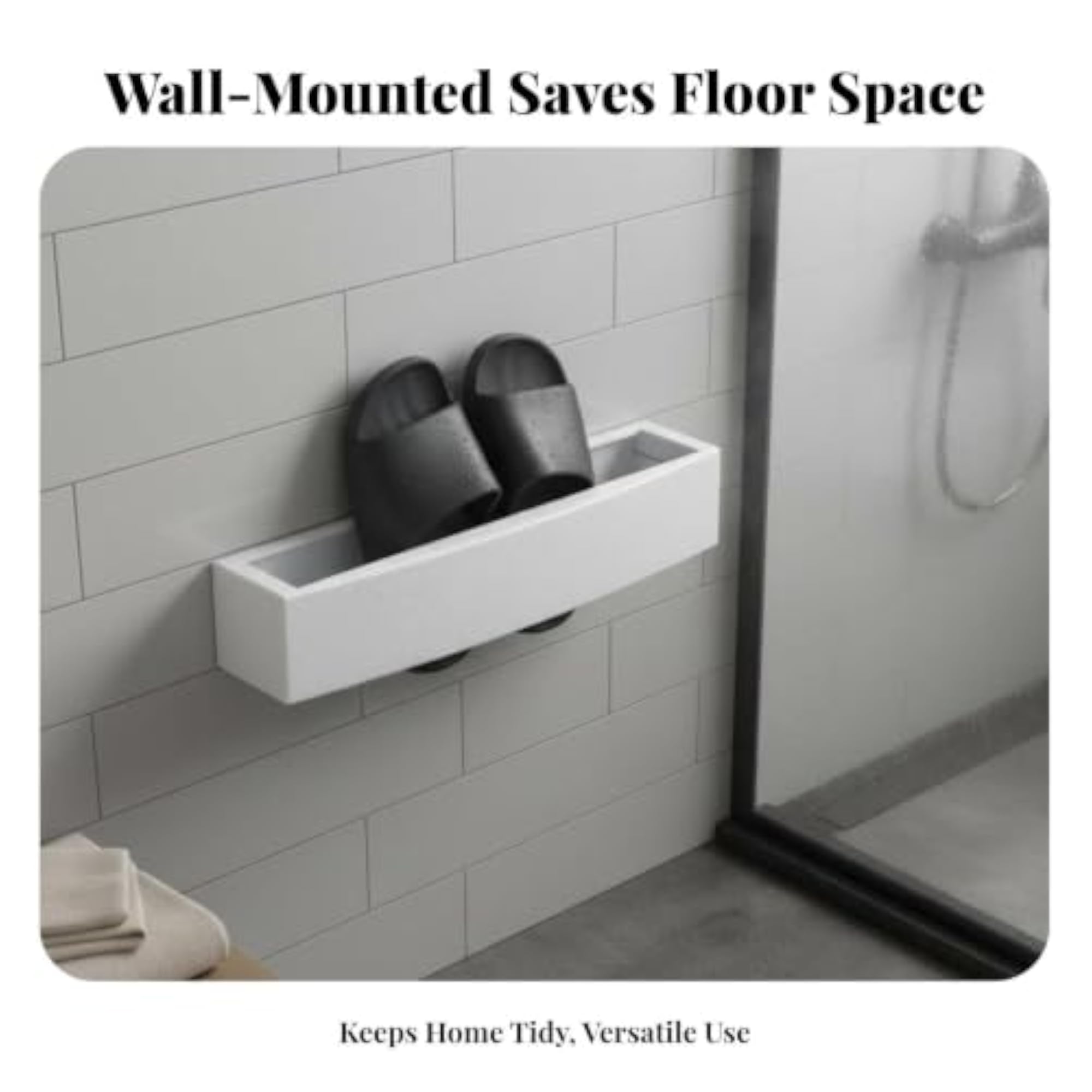 Wall Mounted Shoe Rack, Space-Saving Slipper Organizer in Gray