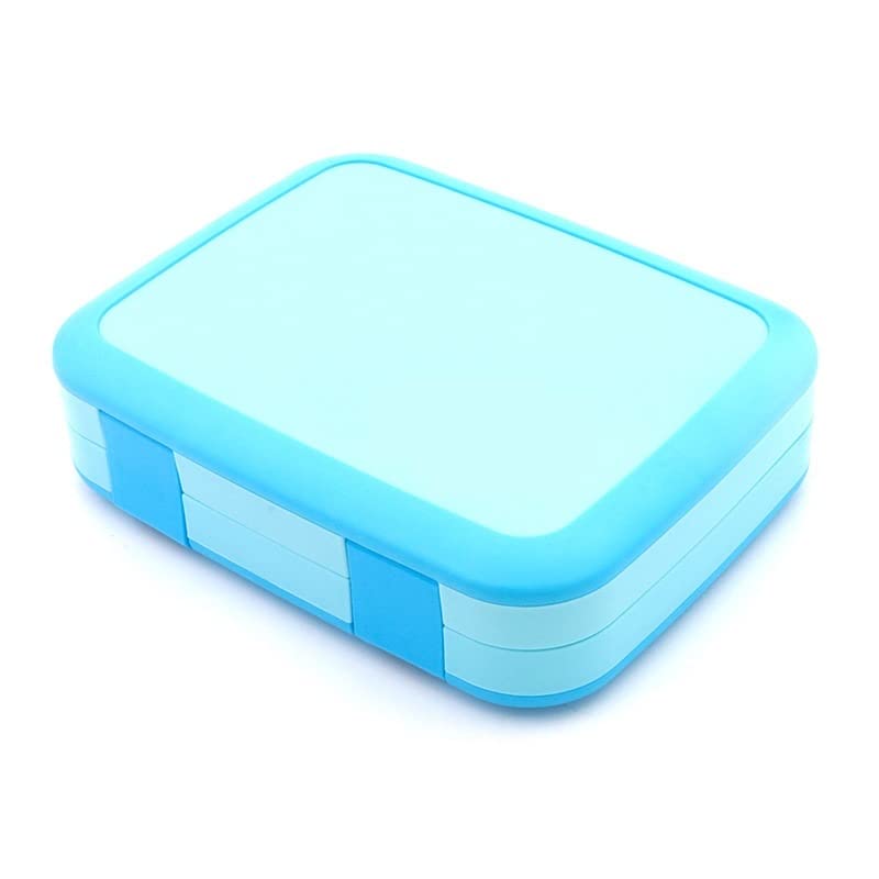 Bento Boxes portátil microondas Lunch Box multirejilla bento box cubiertos contenedor de alimentos (azul)