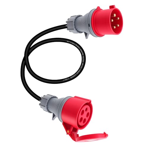 CEE Adapter 32A auf 16A Kupplung 1.5Meter Verlängerungskabel 5-Polig Adapter 32A auf 16A Starkstrom Adapter 400V Tragbar Schutzart IP44