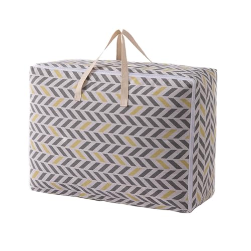 VALICLUD Paquet de Rangement Matelassé Poignée et Fermeture Éclair pour Couette en Coton et Lin Lavable pour Déménagement et Rangement à Domicile