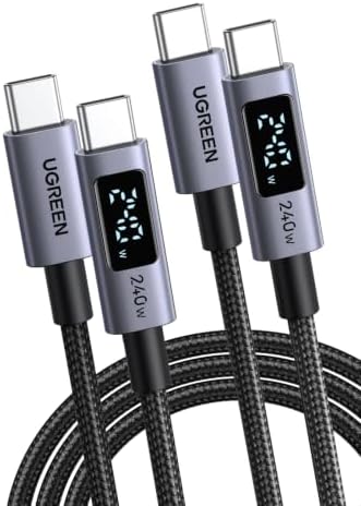 UGREEN 240W USB-C Kabel mit Digital Display PD3.1 Schnellladekabel | USB-C auf USB-C Kabel mit Ladeleistungsanzeige und E-Marker für iPhone 17 Serie, Galaxy S26, MacBook, iPad usw.